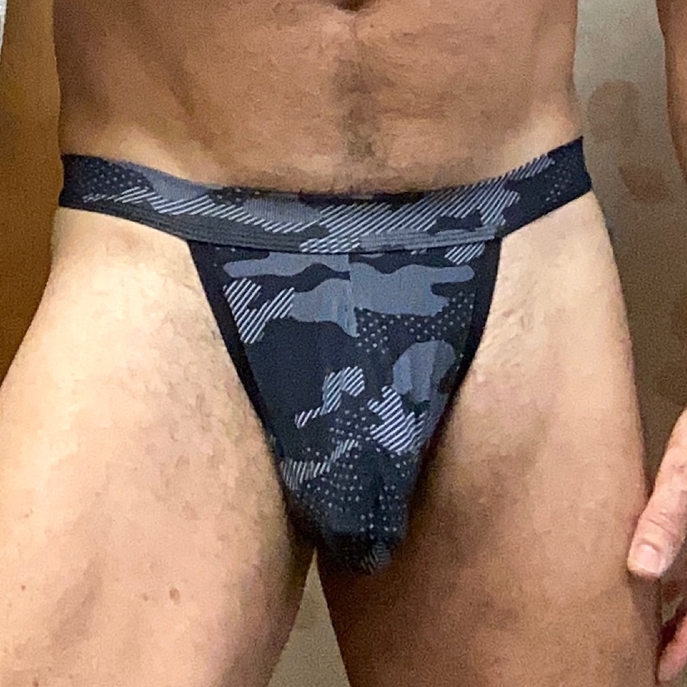 Camouflage black and gray thong, medium